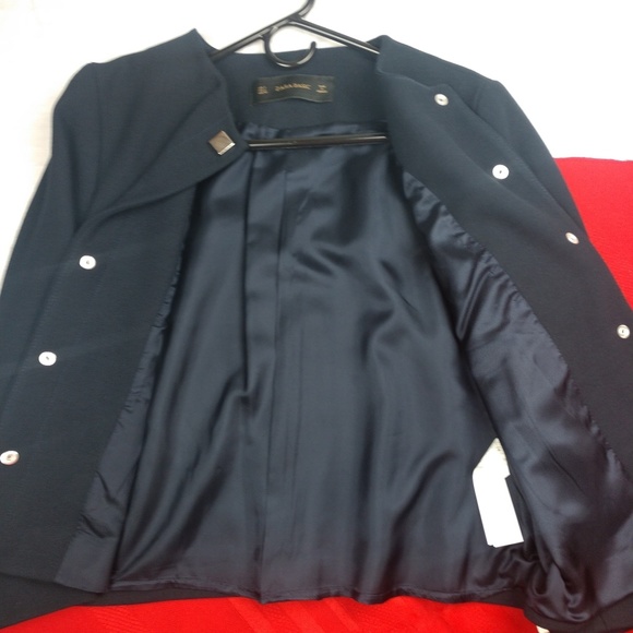 Zara Basic Inverted Back Pleat Blazer Large - Picture 5 of 7